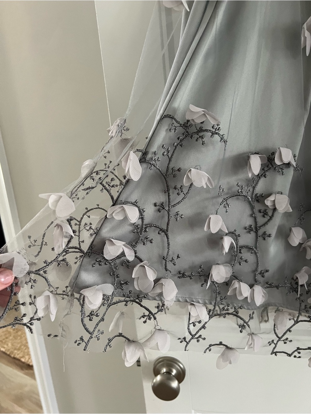 Eliza J Grey Floral 3D Appliqué Circle Skirt - Picture 5 of 5